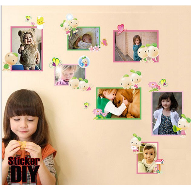 sale-wall-sticker-สติ๊กเกอร์แต่งผนัง-กรอบรูปตุ๊กตาคู่-กว้าง60cm-xสูง65cm