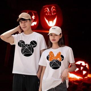 เสื้อยืดคู่รัก พิมพ์ลาย Mickey Halloween เหมาะกับปาร์ตี้ฮาโลวีน สําหรับผู้ชาย และผู้หญิง