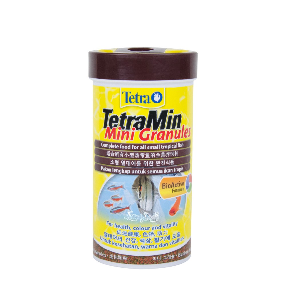 tetramin-mini-granules-อาหารปลาชนิดเม็ดจิ๋ว-สำหรับปลาขนาดเล็กทุกชนิด-แบบจมช้า-100ml-45g