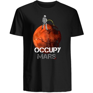เสื้อยืดผ้าฝ้ายพิมพ์ลายGildan เสื้อยืด ผ้าฝ้าย พิมพ์ลาย Occupy Mars Elon Musk Spacex Astronault สําหรับผู้ชาย