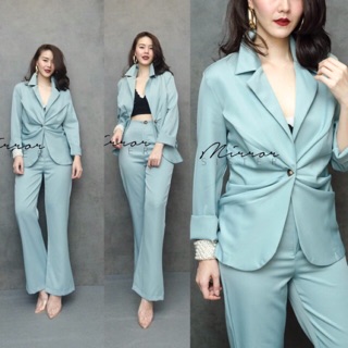 Code : Mirr00 เซทสูท สูทใส่ทำงาน สูทใส่ประชุม สูทออกงาน ชุดสูทสีพื้น งานป้าย mirrorsister