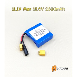 แบตลิเธียม Li-ion แบตลําโพงบลูทูธ งานทั่วไปหรืองาน DIY 11.1V Max 12.6 V 2600mA 18650 แพ็ค มีวงจรBMSป้องกัน