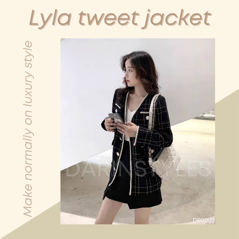 lyla-tweet-jacket-dr0002-เสื้อคลุมผ้าทวีตสีดำ-ลุคสวยแพง