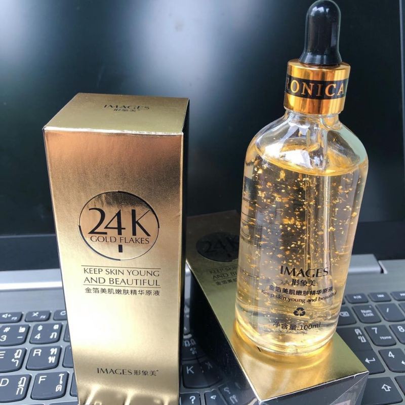 24k-gold-flakes-เซรั่มบำรุงผิว-เซรั่มทองคำ-100ml-หน้าขาวใส-ผิวเรียบเนียน-ลดริ้วรอย-ทองคำละลายเข้าผิว