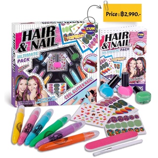 Hair Color and Nail Art Combo Kit for Girls, Funkidz