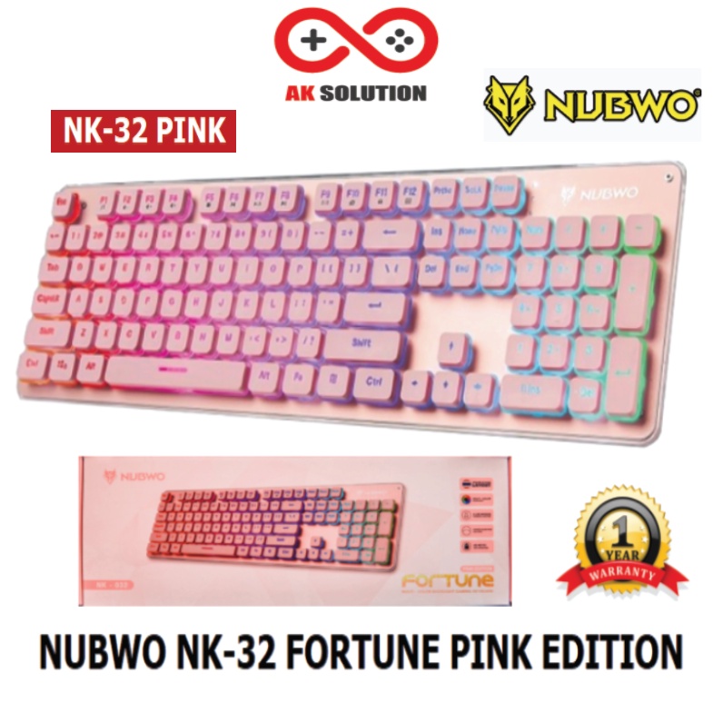 ภาพหน้าปกสินค้าNubwo Gaming Keyboard Fortune NK-32 คีบอร์ดเกมมิ่ง ไฟรุ้ง7สี (คีบอร์ดภาษาไทย/อังกฤษ) ประกันศูนย์ 1 ปี จากร้าน aksolutionshop บน Shopee
