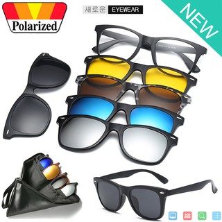 Polarized แว่นกันแดด คลิปออน แม่เหล็ก เปลี่ยนเลนส์ได้ 5 สี 5 แบบ รุ่น 2208 แว่นตา ทรงสปอร์ต วัสดุ PC ( เลนส์โพลาไรซ์ )