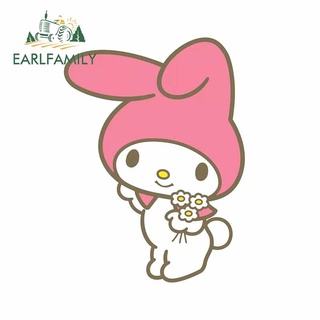 Earlfamily สติกเกอร์กันแดด กันน้ํา ลาย My Melody ขนาด 13 ซม. x 9.6 ซม. สําหรับติดตกแต่งหน้าต่างรถยนต์