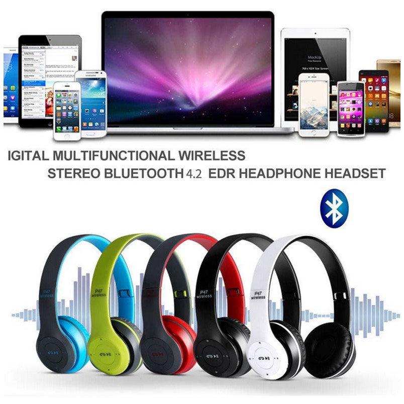 ของแท้-100-หูฟังบลูทูธ-p47-เสียงดี-wireless-bluetooth-stereo-headset-หูฟังบลูธูทไร้สาย-ชุดหูฟังบลูทู-ธ-สุดอินเทรนด์หลาก