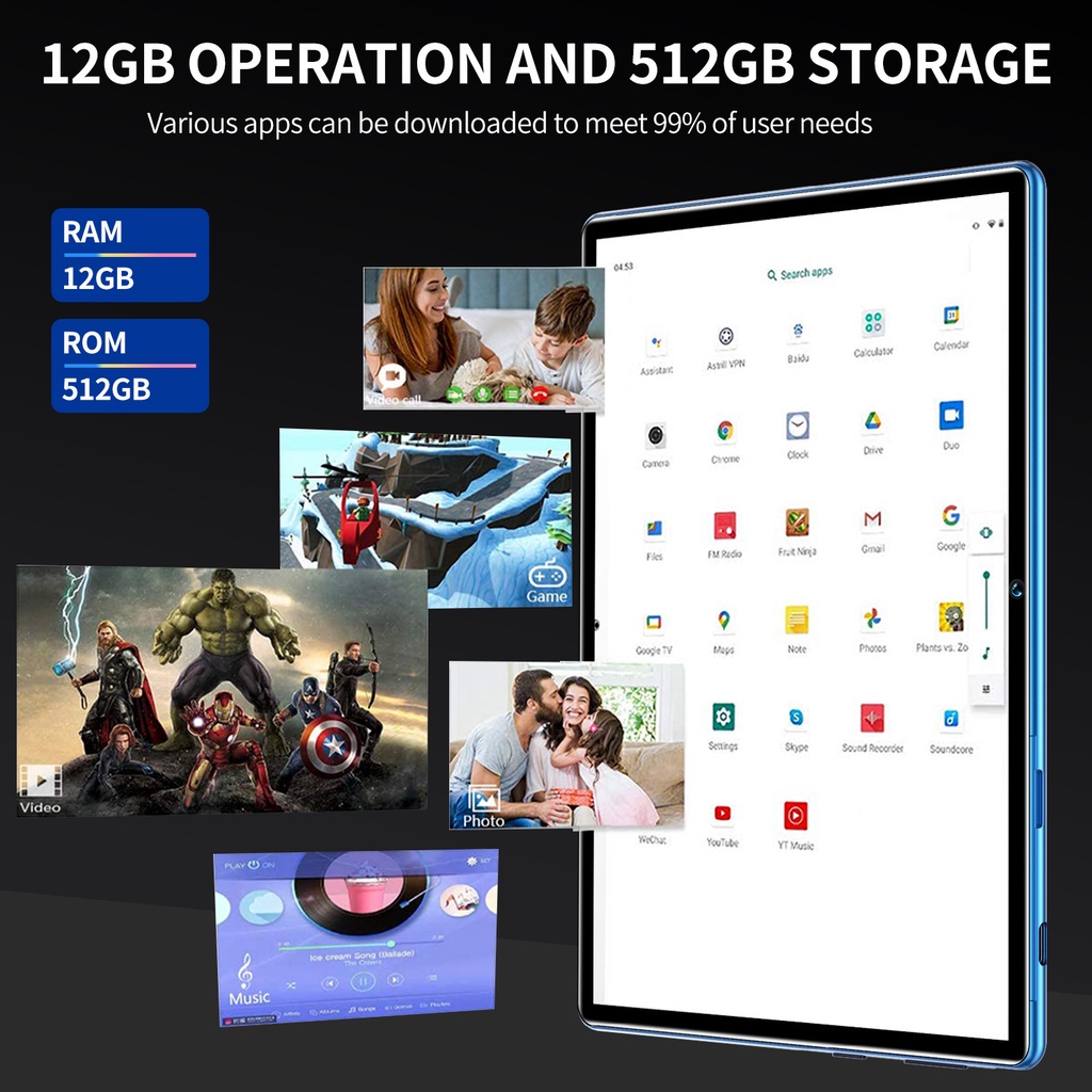 ภาพหน้าปกสินค้า2022 ใหม่ล่าสุด Tablet 12+512GB 5G อินเตอร์เนตเท็ปเล็ต 10นิ้ว สลิม แท็บเล็ตราคาถูก รองรับ 2 ซิมการ ไอแพด สำนักงาน จากร้าน ux7kp7vgrc บน Shopee