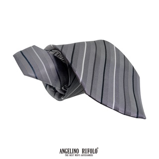 ANGELINO RUFOLO Necktie(NTN1750-ทาง) เนคไทผ้าไหมทออิตาลี่ 100% คุณภาพเยี่ยม ดีไซน์ Stripe Pattern สีกรมท่า/น้ำตาล/เขียว