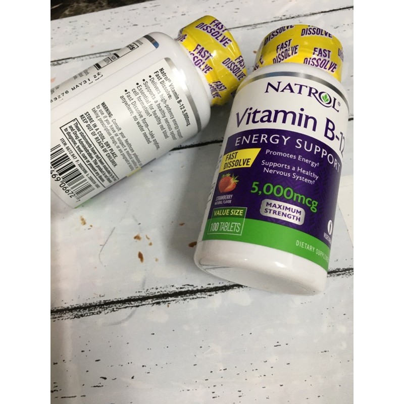 Natrol Vitamin B12 Fast Dissolve Maximum Strength Strawberry 5000 mcg