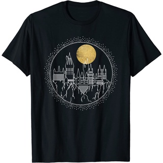 เสื้อยืดผ้าฝ้ายพิมพ์ลายคลาสสิก เสื้อยืด พิมพ์ลาย Harry Potter Hogwarts Full Moon Line แฟชั่นสําหรับผู้ชาย และผู้หญิง