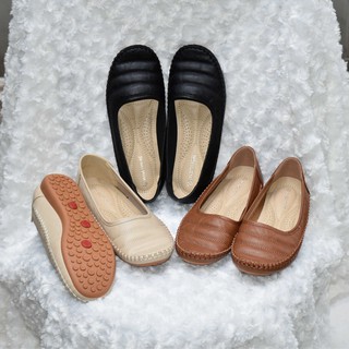 สินค้า Marchmore รองเท้าหุ้มส้น คัชชู เพื่อสุขภาพ ไซส์ใหญ่ถึง 44 - รุ่น C002 (สีดำ, ตาล, ครีม) (Size 35-44) big size flats
