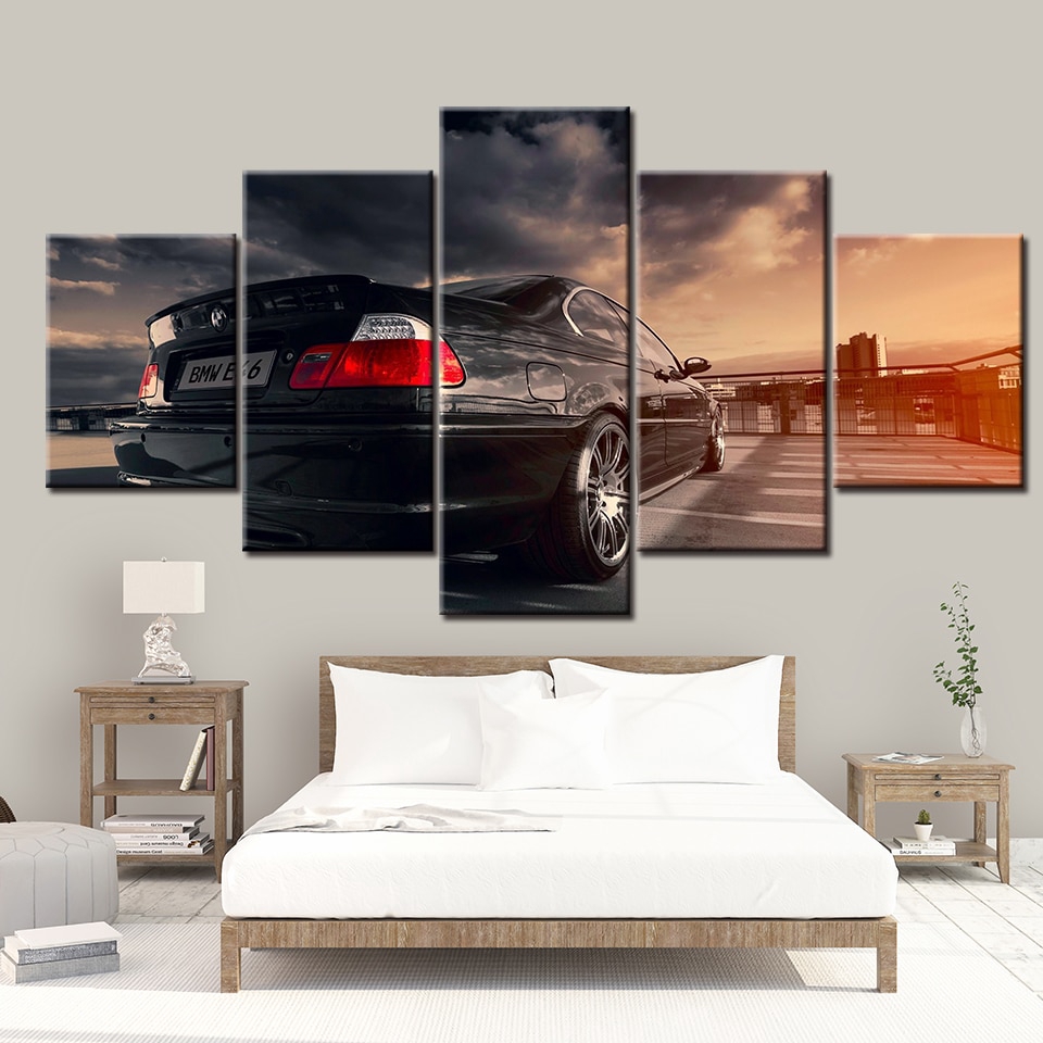 5-panel-bmw-e46-sports-car-painting-home-decor-for-living-room-picture-wall-art-canvas-modern-modular-artwork