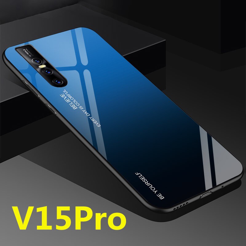 ส่งจากไทย-case-vivo-v15pro-เคสกระจกสองสี-เคสกันกระแทก-ขอบนิ่ม-เคสกระจกไล่สี-สินค้าใหม่