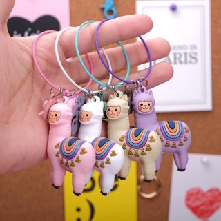 พวงกุญแจอัลปาก้า New Original Bags Key Chain Cartoon Lamb Cute Luck Zodiac keychain Bell Key Ring