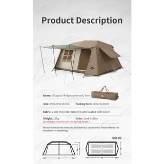 ภาพขนาดย่อของภาพหน้าปกสินค้า+พร้อมส่ง+ Naturehike VILLAGE 13.0 tent เตนท์ สำหรับ 3-4 คน เหมาะกับการท่องเที่ยว camping จากร้าน thenita บน Shopee ภาพที่ 6