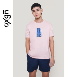 เสื้อยืดผู้ชาย90 - OXGN ผู้ชายขึ้นทุกคืนกระชับพอดีง่ายทีกับการพิมพ์พิเศษ (บลัชออน)