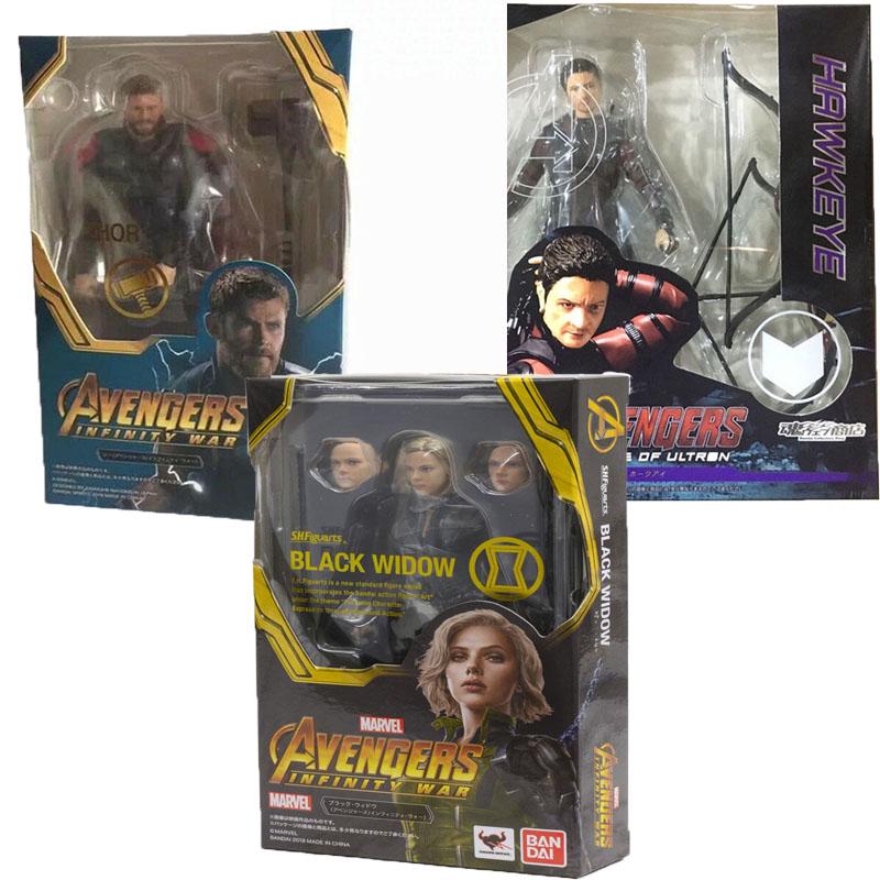 ใหม่ SHF S.H.Figuarts ฟิกเกอร์ PVC ลาย Avenger Infinity War Thor Hawkeye สีดํา ของเล่นสําหรับเด็ก