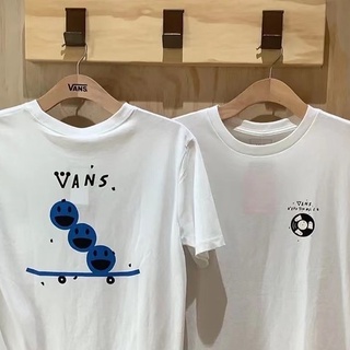 เสื้อยืดพิมพ์ลายแฟชั่นVans เสื้อยืดแขนสั้น พิมพ์ลายสเก็ตบอร์ดหน้ายิ้ม ทรงหลวม แฟชั่นฤดูร้อน สําหรับผู้ชาย และผู้หญิง