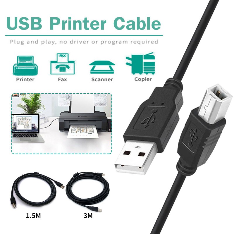 ภาพหน้าปกสินค้าสายปริ้นเตอร์ สายUSB Printer สายต่อเครื่องปริ้นเตอร์ ความยาว 1.5เมตร/3เมตร เชื่อมต่อกับปริ้นเตอร์ จากร้าน easybuy_mall บน Shopee