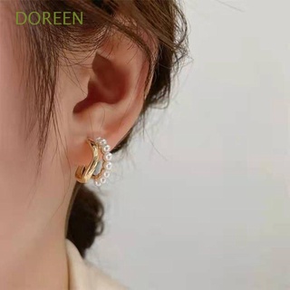 Doreen เครื่องประดับ ต่างหูห่วง โลหะผสม ทรงเรขาคณิต ประดับพู่ สไตล์เกาหลี วินเทจ ของขวัญ สําหรับผู้หญิง