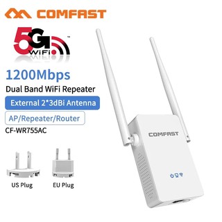 เช็ครีวิวสินค้าComfast ย่านความถี่ 5G/2.4G 1200Mbps dual band WIFI Repeater WR755AC