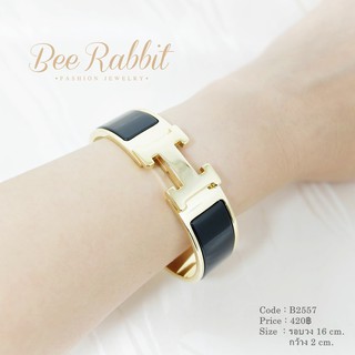 กำไลข้อมือแฟชั่น สีดำอะไหล่ทอง งานพรีเมี่ยม - B2557