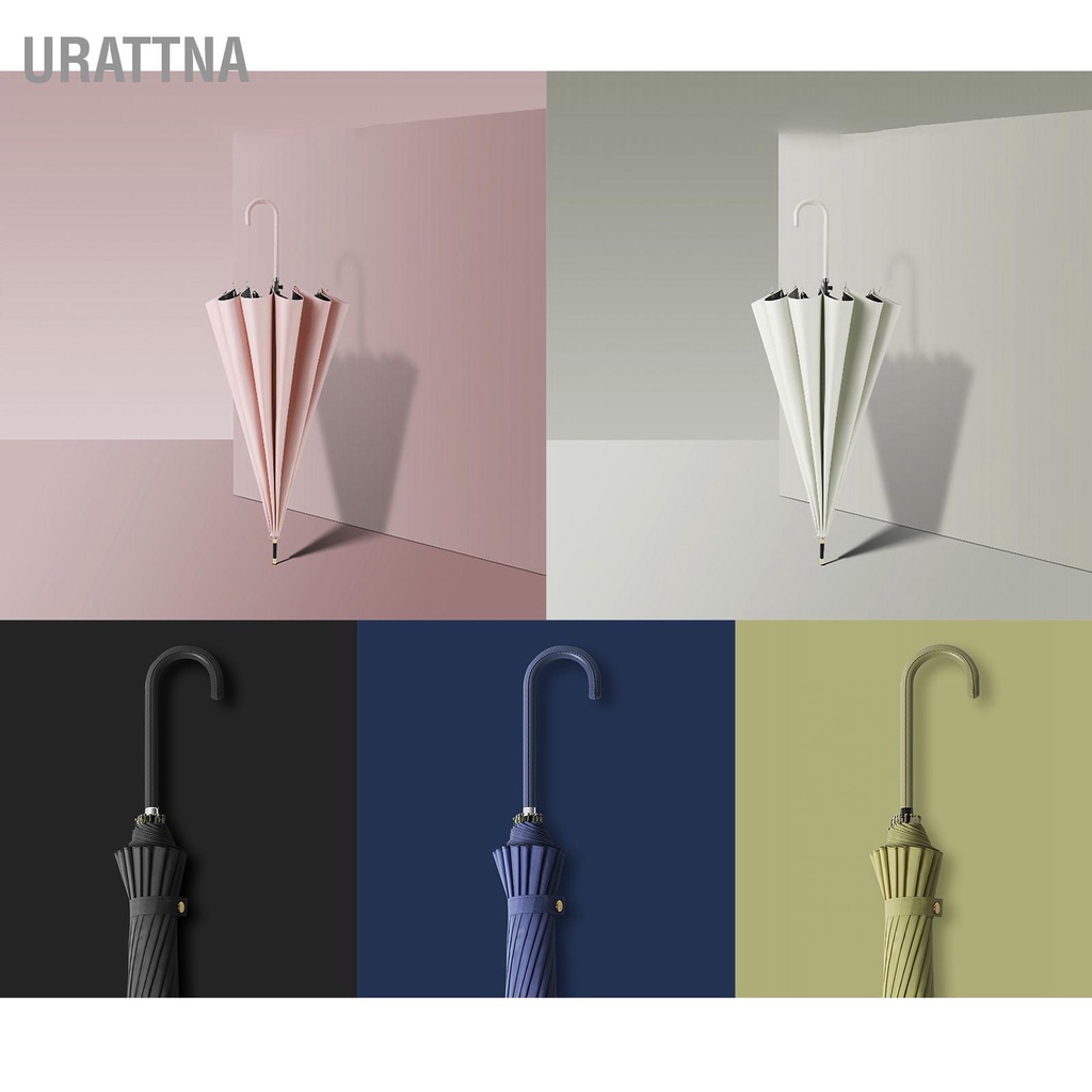 urattna-ร่มหนัง-ด้ามจับยาว-16-กระดูก-กันฝน-และเงางาม-กันแดด-ใช้งานคู่