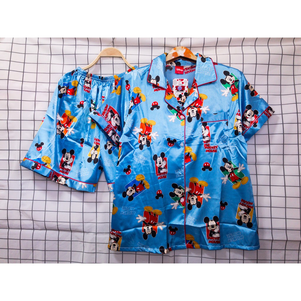 ชุดนอนซาติน-มิคกี้-disney-pajamas-set-ชุดนอนแขนสั้นขาสั้น