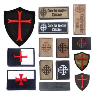 Knights Templar Cross Shield Patch แผ่นแพทช์ปักลายทหารสําหรับกระเป๋าสะพายหลัง