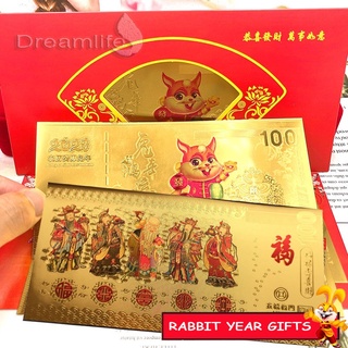 ธนบัตรฟอยล์ รูปกระต่ายปีใหม่ 2023 CNY สีแดง สําหรับของขวัญปีใหม่