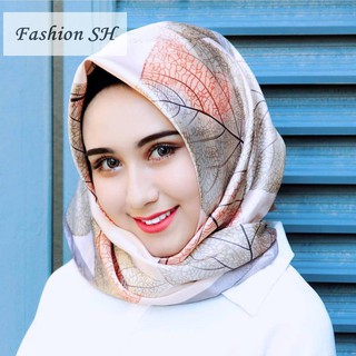 สินค้า Fashion printed muslim lady turban silk shawl M90119