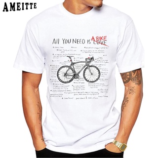 เสื้อยืดผ้าฝ้ายพิมพ์ลายคลาสสิก เสื้อยืดแขนสั้นลําลอง พิมพ์ลายตัวอักษร All You Need Is A Bike Love แฟชั่นฤดูร้อน สไตล์ฮิป