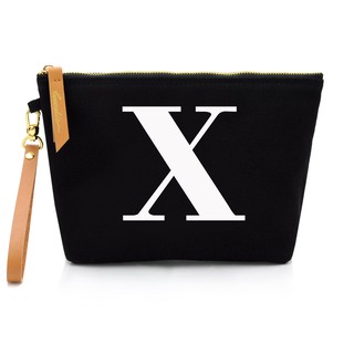 กระเป๋าผ้าลายอักษร ALPHABET CLUTCHES POUCH BLACK “X”