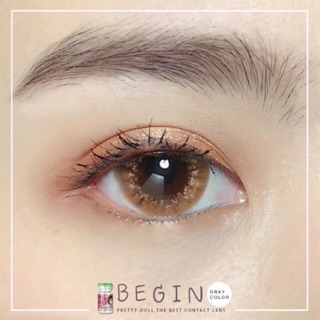 Begin Brown (1) สีน้ำตาล น้ำตาล สายฝอ ฝรั่ง ไม่มีขอบ ไร้ขอบ Pretty Doll Contact Lens mini คอนแทคเลนส์ ค่าสายตา สายตาสั้น