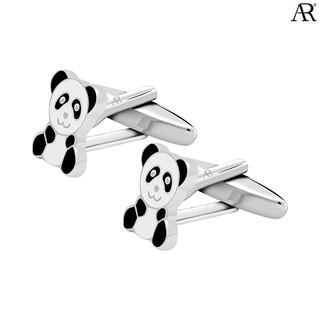 ANGELINO RUFOLO Cufflink(คัฟลิงค์) ดีไซน์ Panda กระดุมข้อมือคัฟลิ้งโรเดียมคุณภาพเยี่ยม สีขาว/ดำ