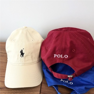 ◎polo Paul retro classic pony embroidery label rl หมวกเบสบอล cityboy soft top สีทึบหมวก vintage