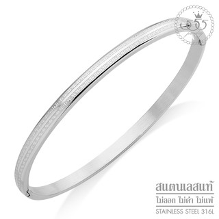 555jewelry กำไลข้อมือแฟชั่นแบบเปิด-ปิดได้ ทรงวงรี ลาย Greek Key รุ่น MNC-BG363 - กำไลข้อมือสแตนเลส กำไลข้อมือสวยๆ (BG4)