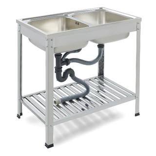 Sink stand FREESTANDING SINK 2B DYNA HOME DH 8050 AT STAINLESS STEEL Sink device Kitchen equipment อ่างล้างจานขาตั้ง ซิง