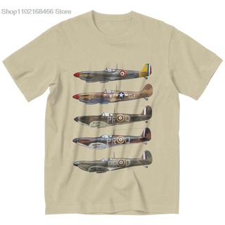 เสื้อยืดพิมพ์ลายแฟชั่น เสื้อยืดแขนสั้น ผ้าฝ้าย พิมพ์ลายเครื่องบินรบ Supermarine Spitfire WW2 War Pilot Aircraft สําหรับผ