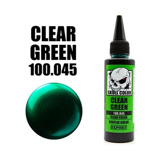 Skull Color 045 Clear Green สีสูตร Acrylic ผสมสำเร็จสำหรับแอร์บรัช ขนาด 60ml.