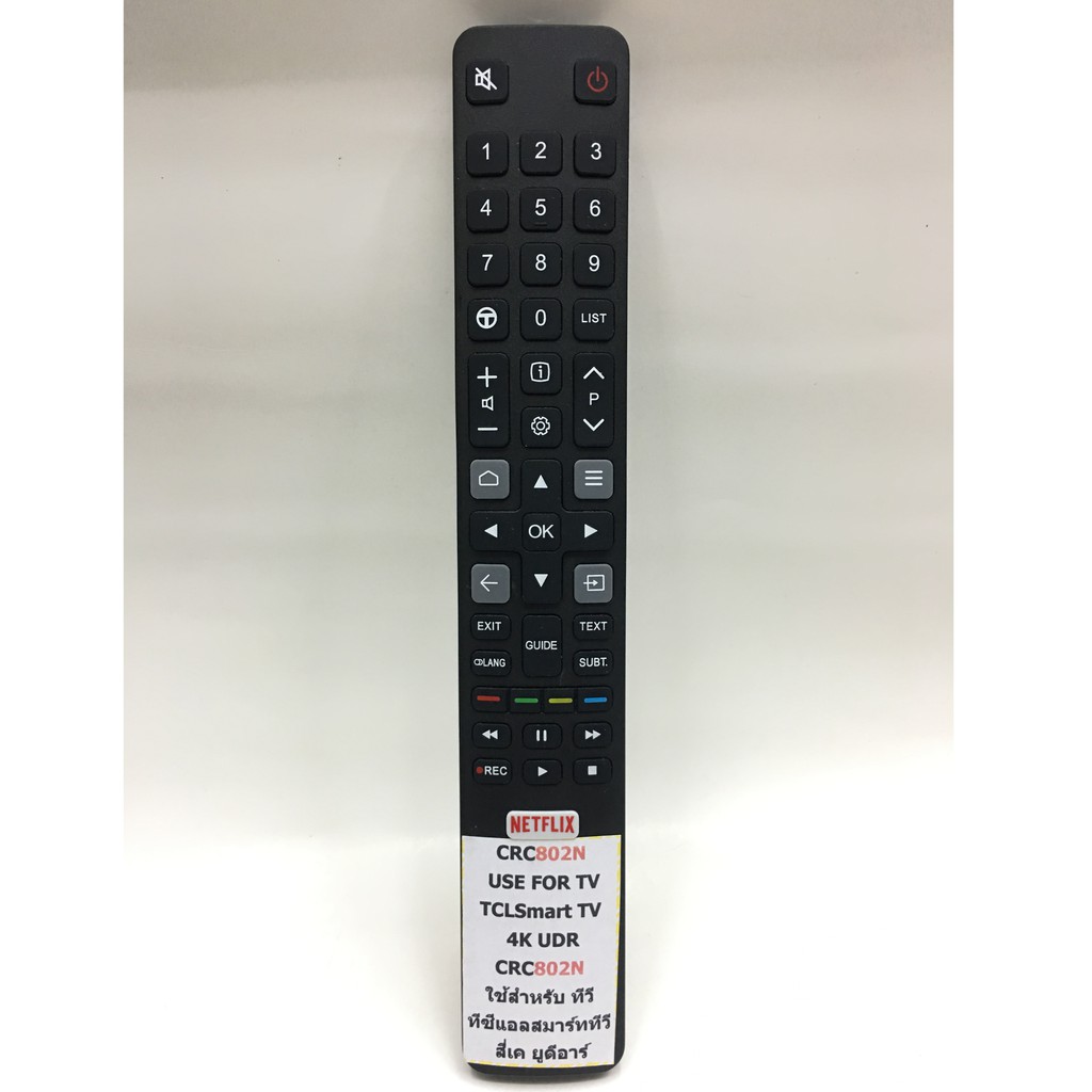 รีโมททีวี TCL รุ่น CRC802N รีโมทรูปทรงแบบนี้ ใช้ได้ทุกรหัส [Smart TV 4K ...