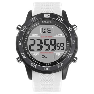 SMAEL Digital Wristwatches Men LED Backlight White Electronic Watch Luxury Famous Big Dial Hot Male New Sport Watches Qu