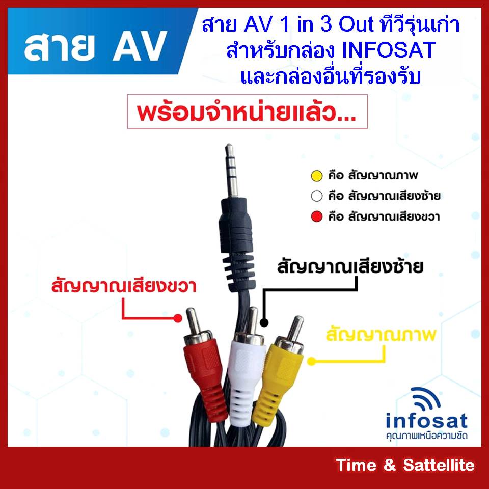 รูปภาพของสาย AV 1 in 3 Out (สำหรับกล่อง INFOSAT HD- Q168,X-168 และ e168 )ลองเช็คราคา