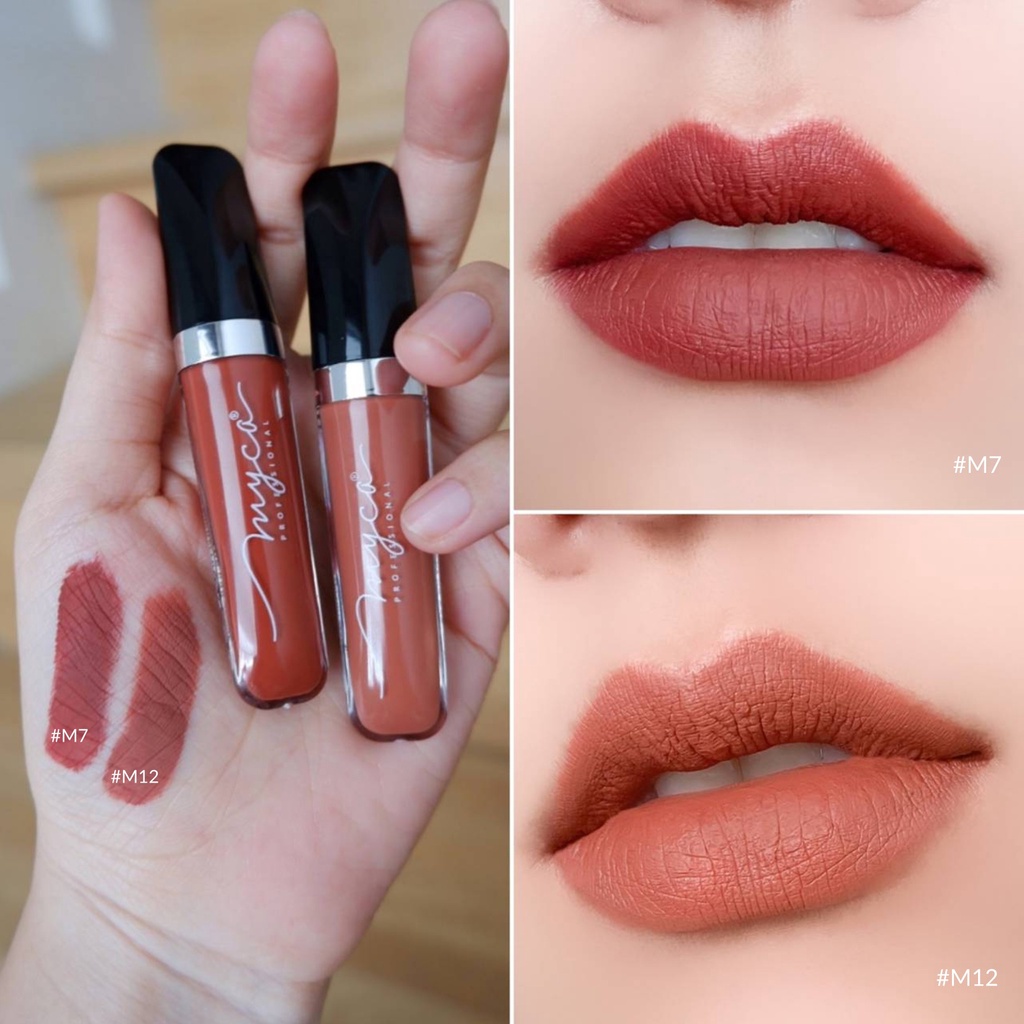 set-gloss-myca-m7-m12-เซ็ตคู่-2-ชิ้น-กลอสเนื้อแมท-สีสันสวยงาม-เนื้อสัมผัสนุ่ม-เนียนละเอียด-เกลี่ยง่าย-ติดทนนาน-กันน้ำ