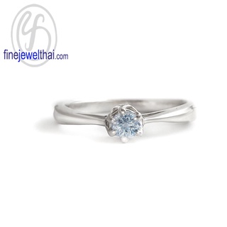 Finejewelthai-แหวนอะความารีน-แหวนพลอย-แหวนเงินแท้-พลอยประจำเดือนเกิด-Aquamarine-Silver-Ring-Birthstone-R1376aq