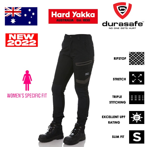 กางเกง-work-wear-hard-yakka-g08382-women-raptor-cuffed-pant-black