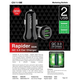 2 USB CARCHARGER 2 USB ชาร์จในรถ 2 ช่อง Rapider QQ36  #สินค้าพร้อมส่งและเคลมจากไทย #ราคาปลีกและส่ง